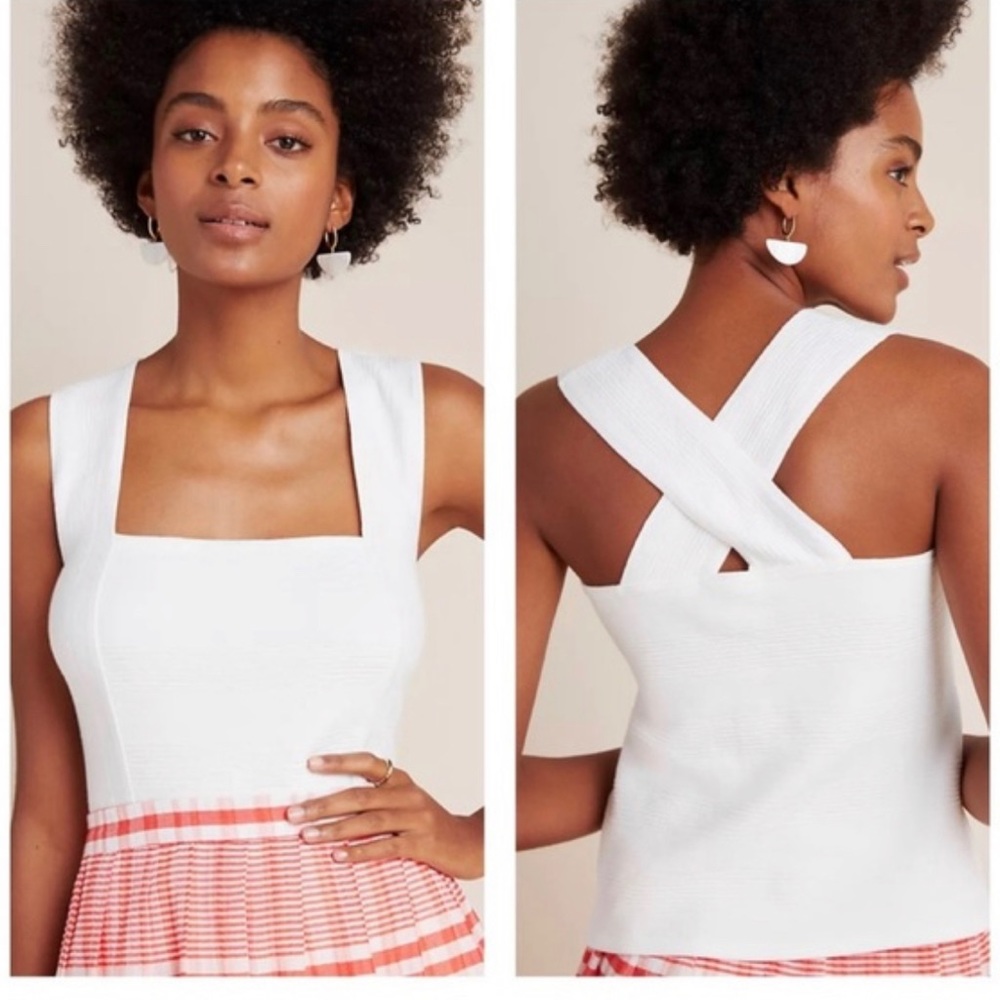 Maeve Stephie Cross-Back Top White NWOT